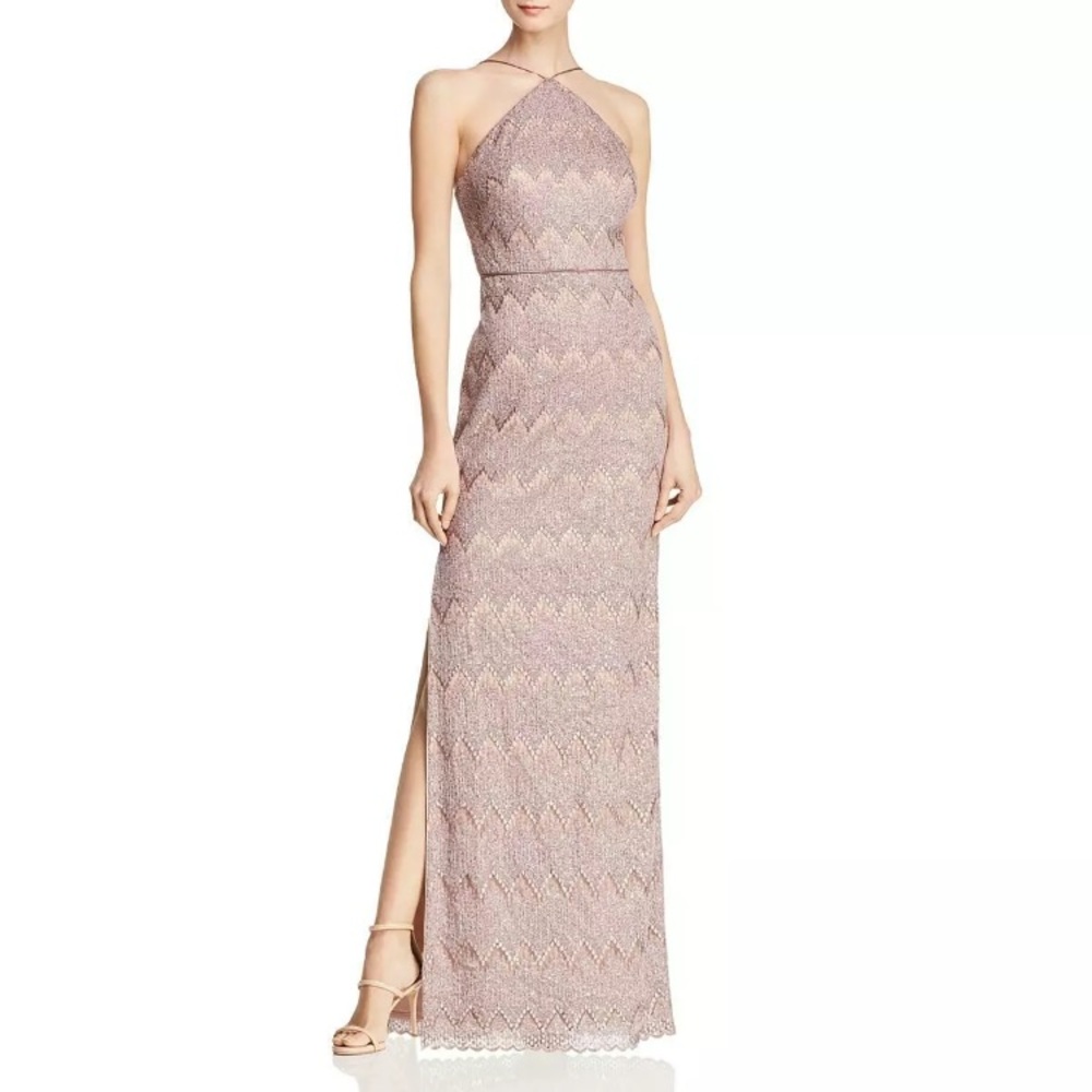AIDAN MATTOX blush/taupe gown